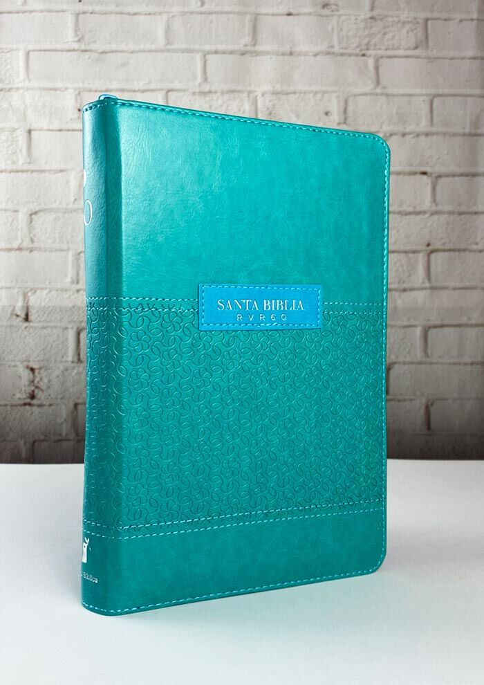 Biblia RVR60 Letra grande tamaño manual cierre índice turquesa