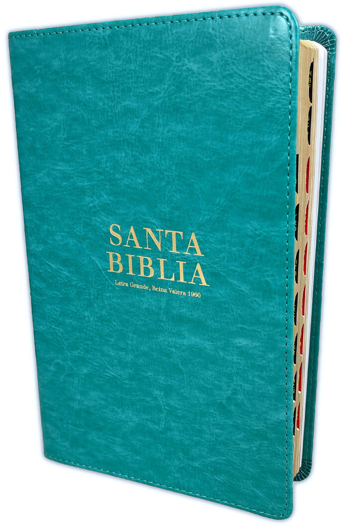 Biblia RVR60 tamaño manual letra grande - Turquesa con índice