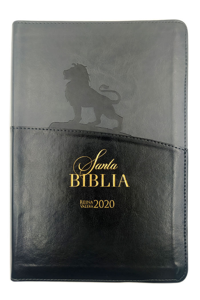 Biblia RVR2020 Letra grande cierre i/piel diseño león