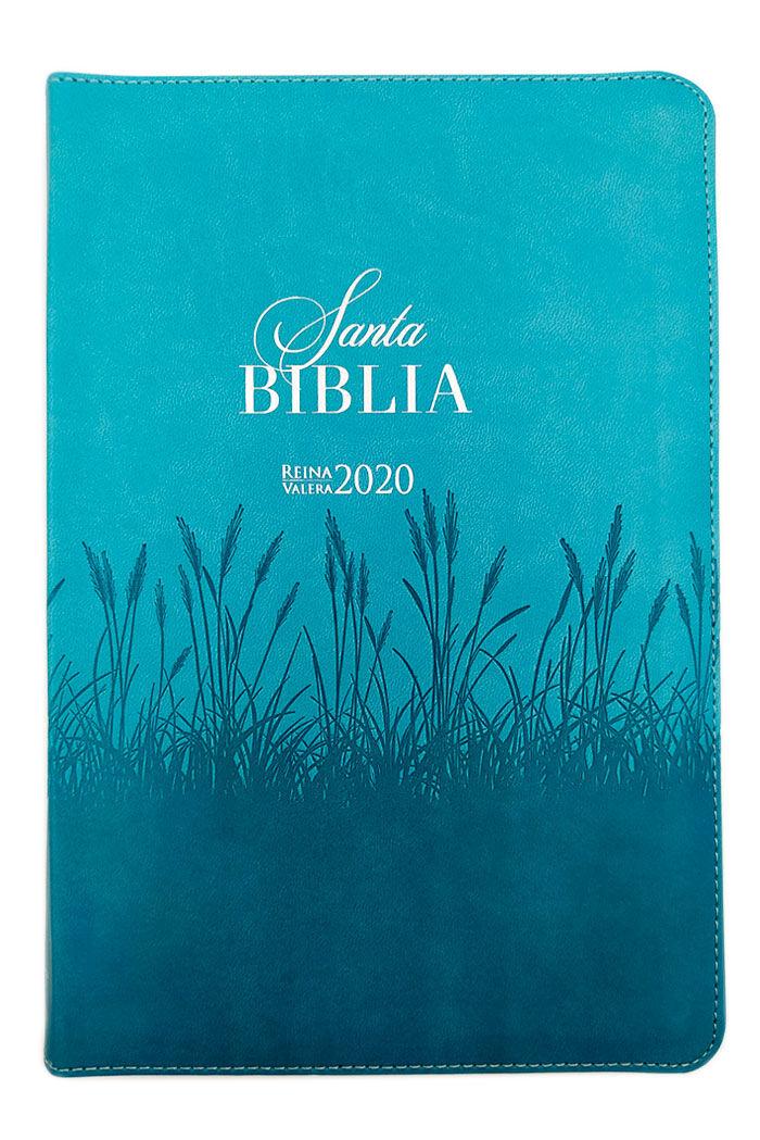 Biblia RVR2020 Letra grande cierre i/piel turquesa diseño trigo