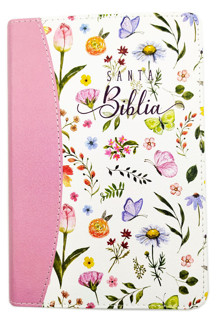 Biblia RVR2020 portátil letra grande colección primavera rosa con canto pintado