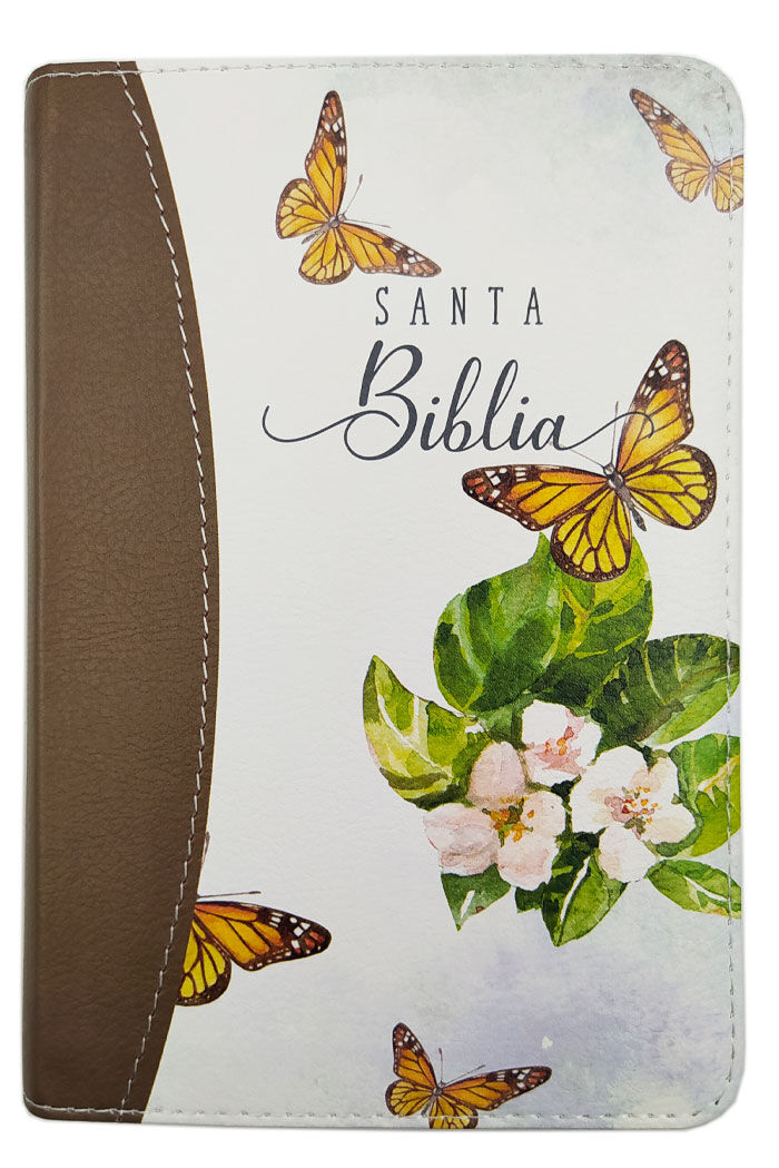 Biblia RVR2020 portátil letra grande colección primavera café con canto pintado