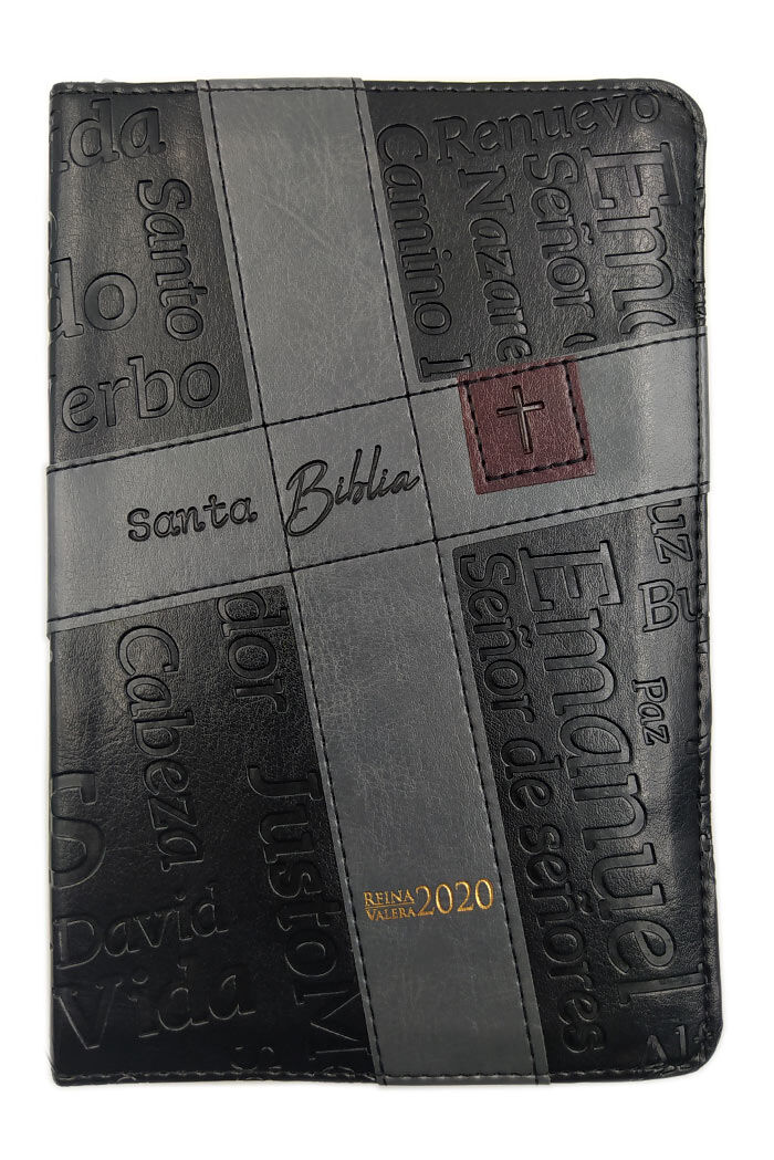 Biblia RVR2020 portátil letra grande cierre colección nombres de Jesús color negro