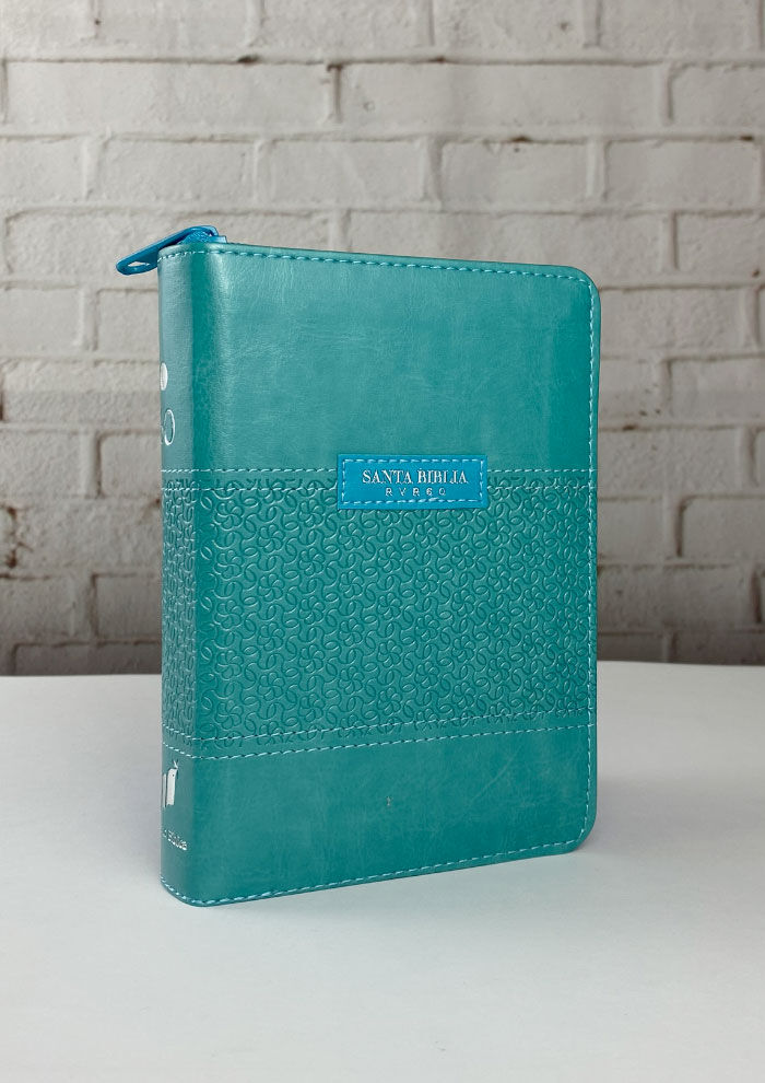 Biblia RVR60 bolsillo piel italiana cierre indice Turquesa (modelo antiguo)
