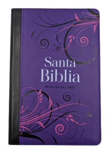 Biblia RVR60 Tamaño manual letra grande con cierre lila/negro