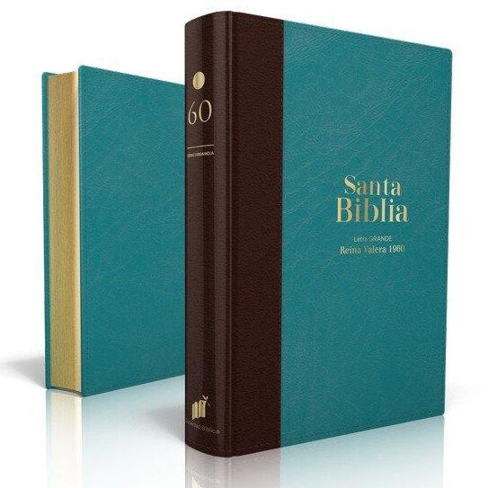Biblia RVR60 Letra grande portatil turquesa/marrón