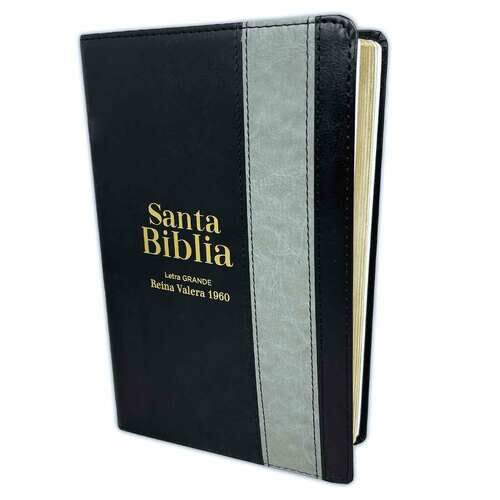 Biblia RVR60 tamaño manual letra grande I/piel negro/gris colección bitono