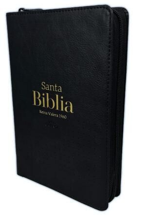 Biblia RVR60 Tamaño manual letra grande Cierre/Índice Negra Colección Elegancia