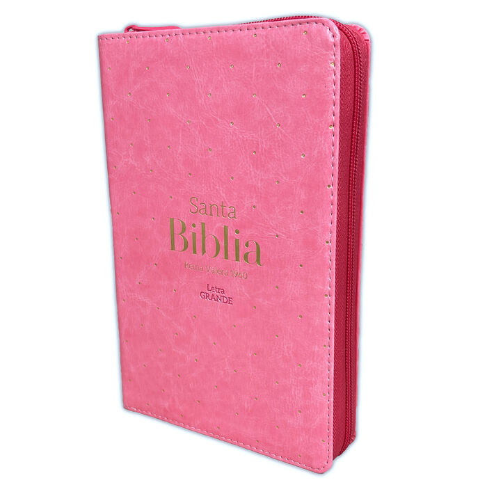 Biblia RVR60 Tamaño manual letra grande Cierre/Índice Rosa Colección Elegancia 