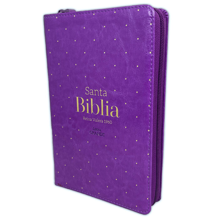 Biblia RVR60 Tamaño manual letra grande Cierre/Índice/ Lila Colección Elegancia