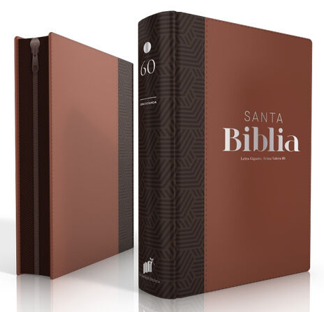 Biblia RVR60 Letra gigante tamaño manual - café/café con cierre e índice