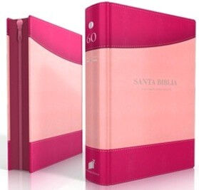 Biblia RVR60 Letra gigante tamaño manual - rosa/rosa con cierre e índice