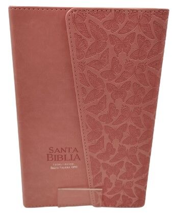 Biblia Tamaño manual letra Gigante - rosa con broche e índice