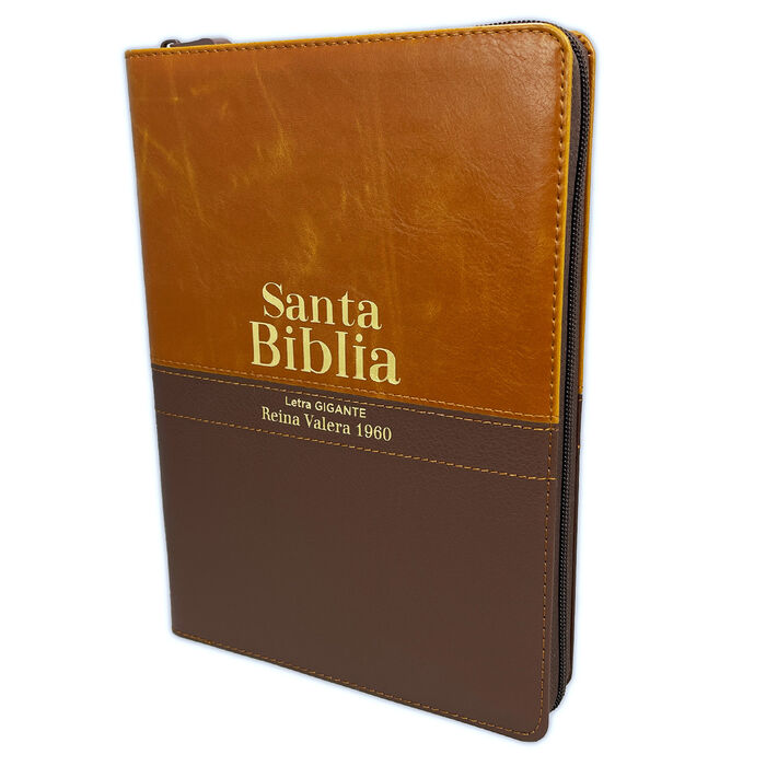 Biblia RVR60 letra Gigante i/piel café/café con cierre colección Bitono