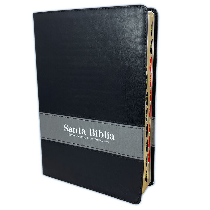 Biblia RVR60 Letra gigante con índice i/piel Negro/gris Colección Distinción