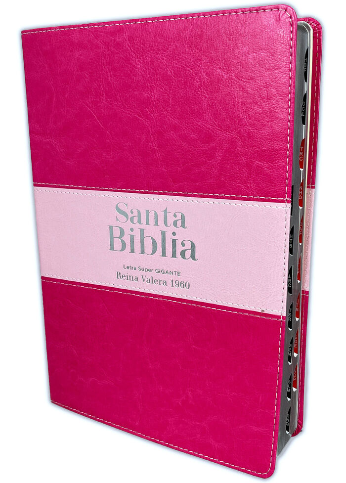 Biblia RVR60 Letra Súper Gigante i/piel rosa/rosa con índice colección bitono