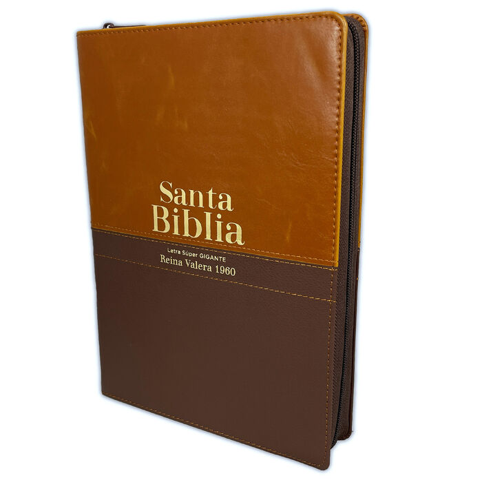 Biblia RVR60 Letra Súper Gigante i/piel café/café con cierre colección bitono