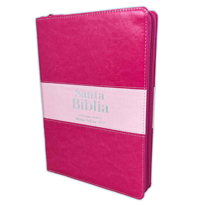 Biblia RVR60 Letra Súper Gigante i/piel rosa/rosa con cierre colección bitono