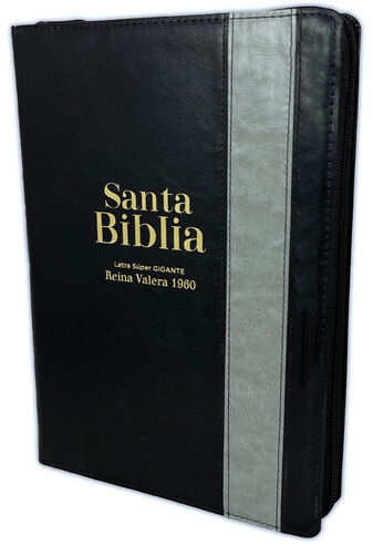 Biblia RVR60 Letra Súper Gigante i/piel negro/gris con cierre/índice colección bitono