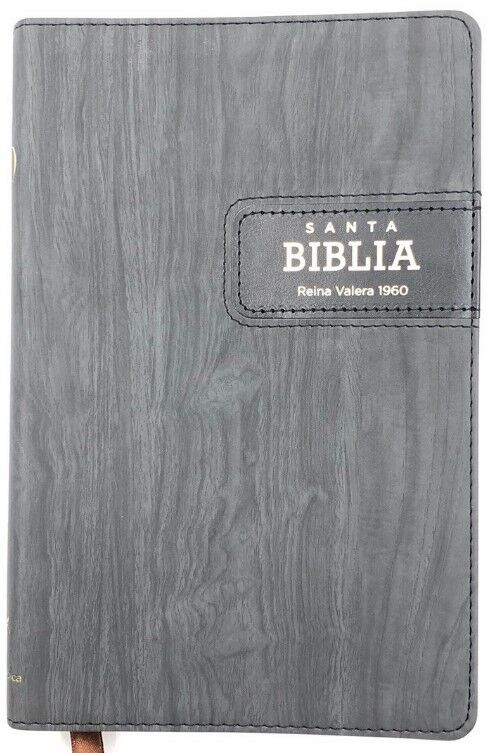 Biblia RVR60 ultrafina i/piel Madera pino negro