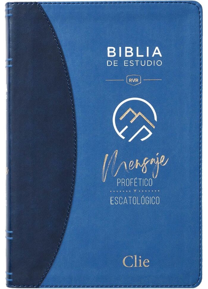 Biblia de estudio RVR77 Mensaje profético y escatológico i/piel azul con índice