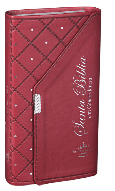 Biblia RVR60 Chequera Rojo con broche y canto plateado