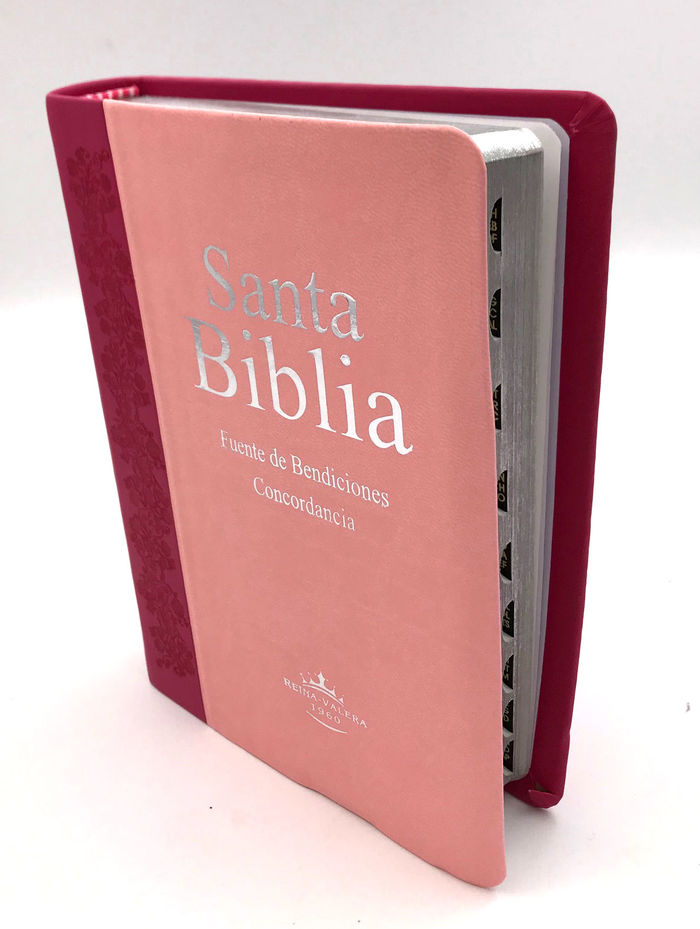Biblia RVR60 Tamaño Portatil i/piel Rosa/Fucsia con índice
