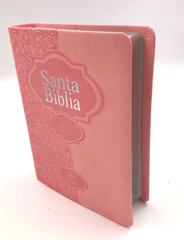 Biblia RVR60 Tamaño Portatil i/piel Rosa motivos florales