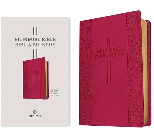 Bilingual Bible / Biblia bilingüe NLT/NTV imitación piel rosa