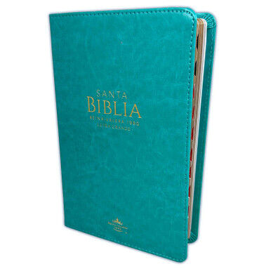 Biblia RVR60 Tamaño Manual Letra Grande i/piel con índice TURQUESA
