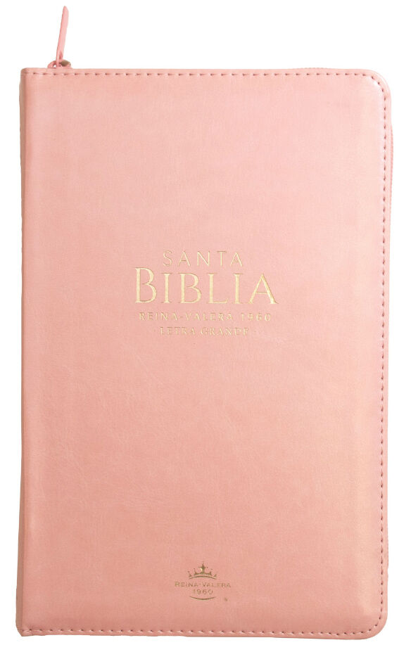 Biblia RVR60 Tamaño Manual Letra Grande i/piel ROSA CLARO con cierre (PLUS)