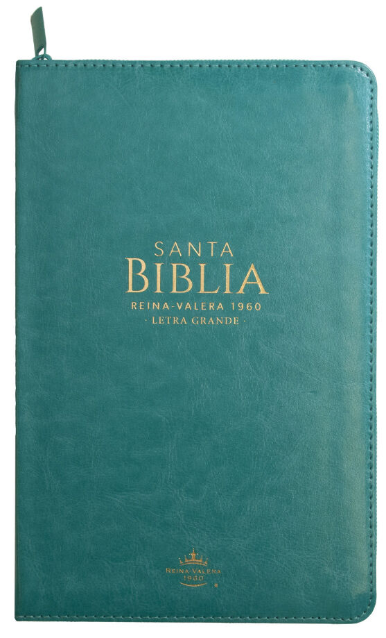 Biblia RVR60 Tamaño Manual Letra Grande i/piel TURQUESA con cierre (PLUS)