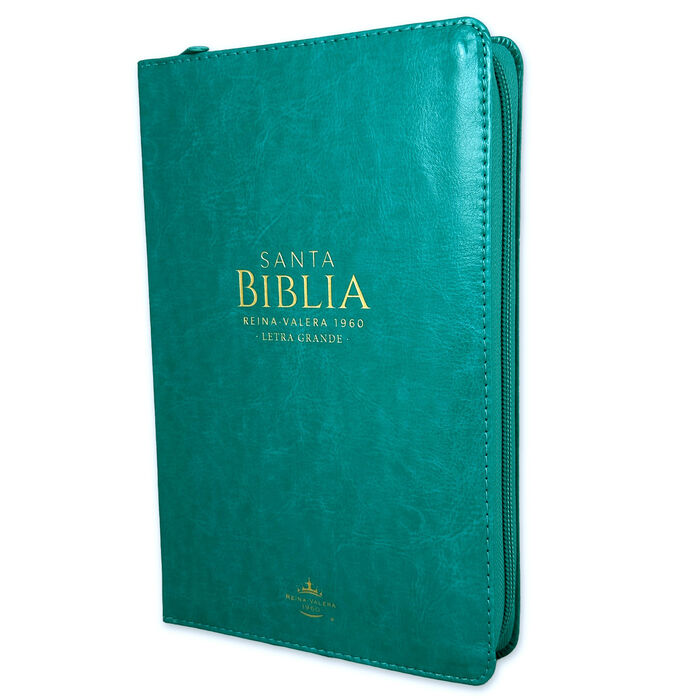 Biblia RVR60 Tamaño Manual Letra Grande i/piel TURQUESA con cierre (PLUS)