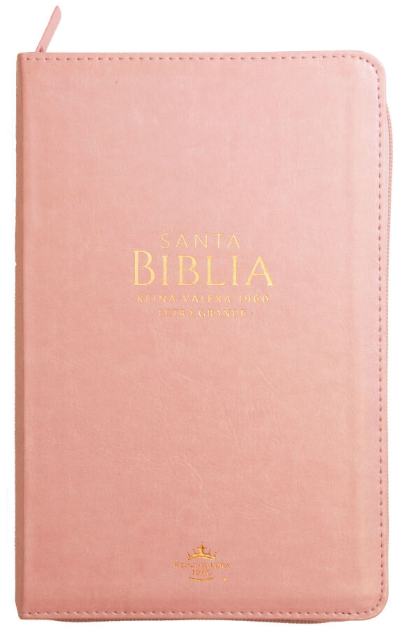 Biblia RVR60 Tamaño Manual Letra Grande i/piel ROSA CLARO con cierre/índice