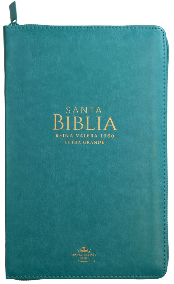 Biblia RVR60 Tamaño Manual Letra Grande i/piel TURQUESA con cierre/índice