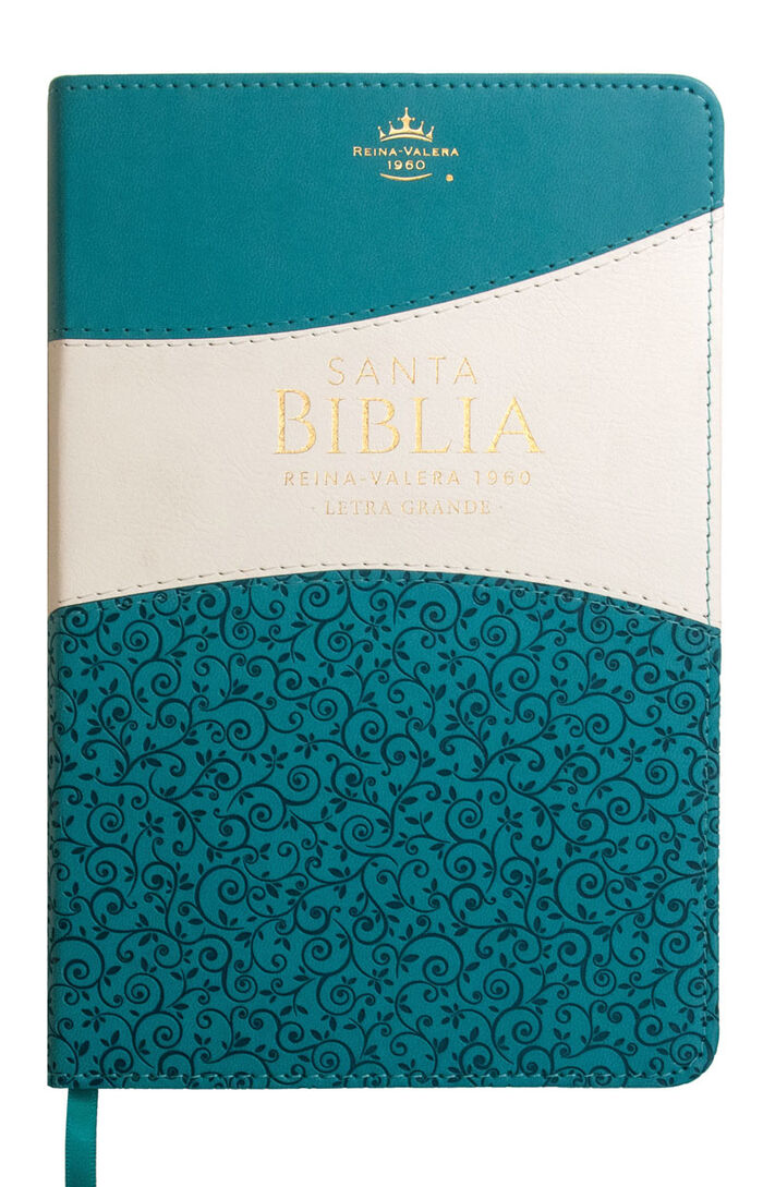 Biblia RVR60 Tamaño Manual Letra Grande i/piel TURQUESA/BLANCO (Colección Banda)