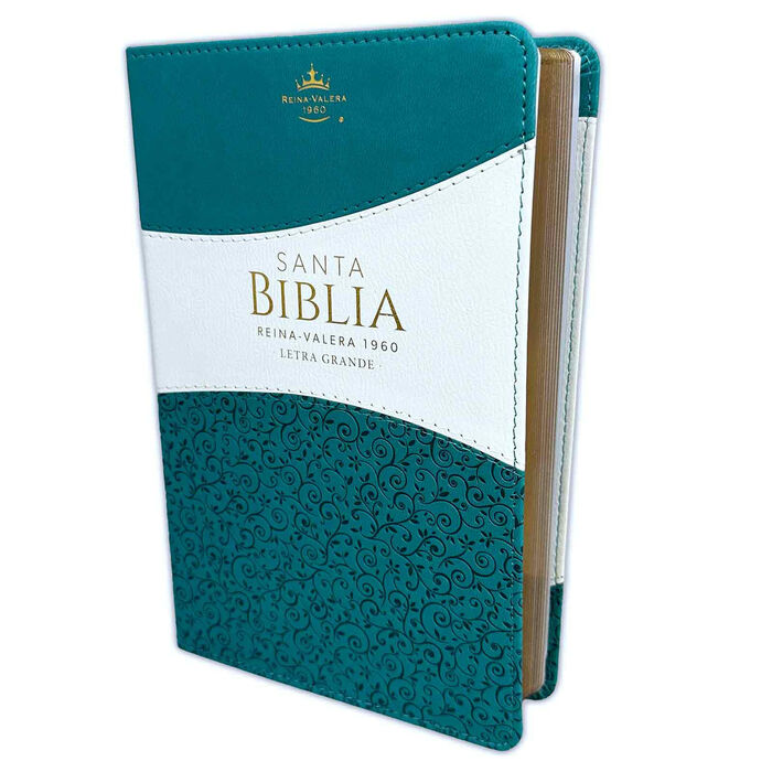 Biblia RVR60 Tamaño Manual Letra Grande i/piel TURQUESA/BLANCO (Colección Banda)