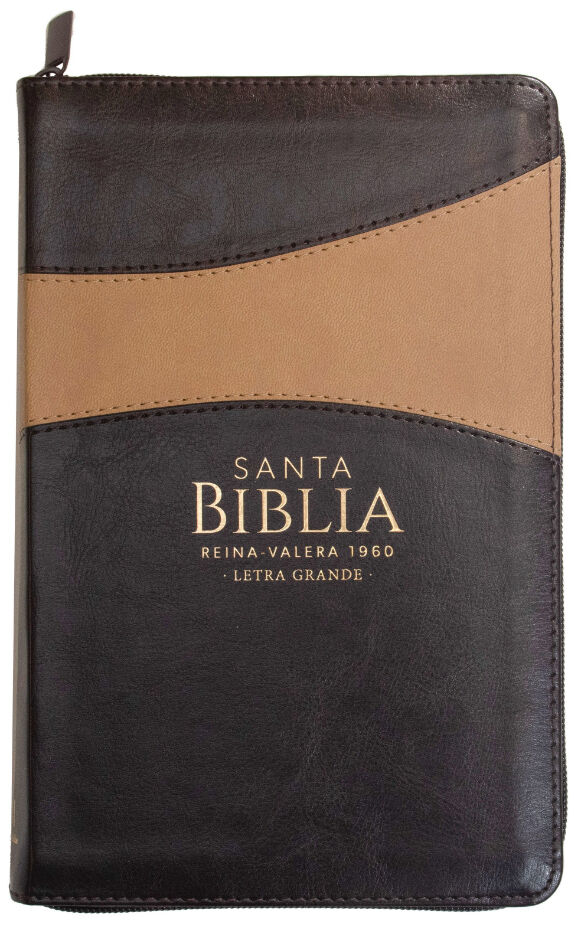 Biblia RVR60 Tamaño Manual Letra Grande i/piel con cierre CAFÉ/CAFÉ (Colección Banda)