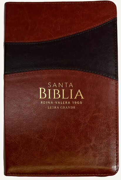 Biblia RVR60 Tamaño Manual Letra Grande i/piel MARRÓN/MARRÓN con cierre (Colección Banda)