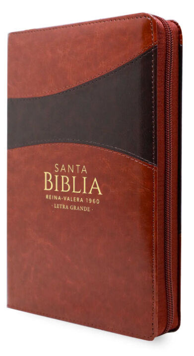 Biblia RVR60 Tamaño Manual Letra Grande i/piel MARRÓN/MARRÓN con cierre (Colección Banda)