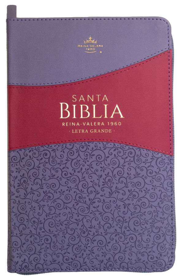 Biblia RVR60 Tamaño Manual Letra Grande i/piel con cierre LILA/FUCSIA (Colección Banda)