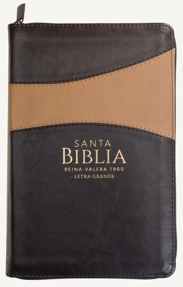 Biblia RVR60 Tamaño Manual Letra Grande i/piel CAFÉ/CAFÉ con cierre/índice (Colección Banda)