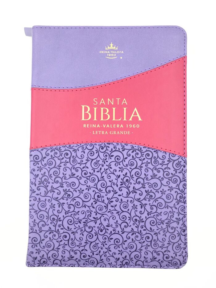 Biblia RVR60 Tamaño Manual Letra Grande i/piel LILA/FUCSIA con cierre/índice (Colección Banda)
