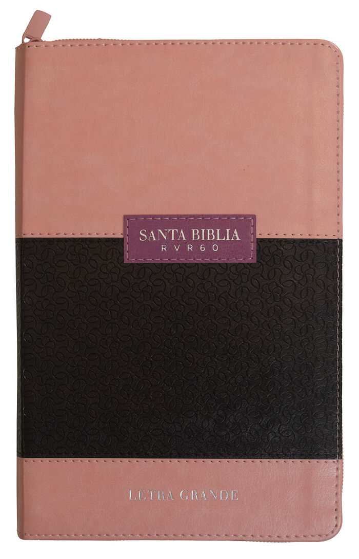 Biblia RVR60 Tamaño Manual Letra Grande i/piel con cierre/índice Rosa/café (ABBA Classic)