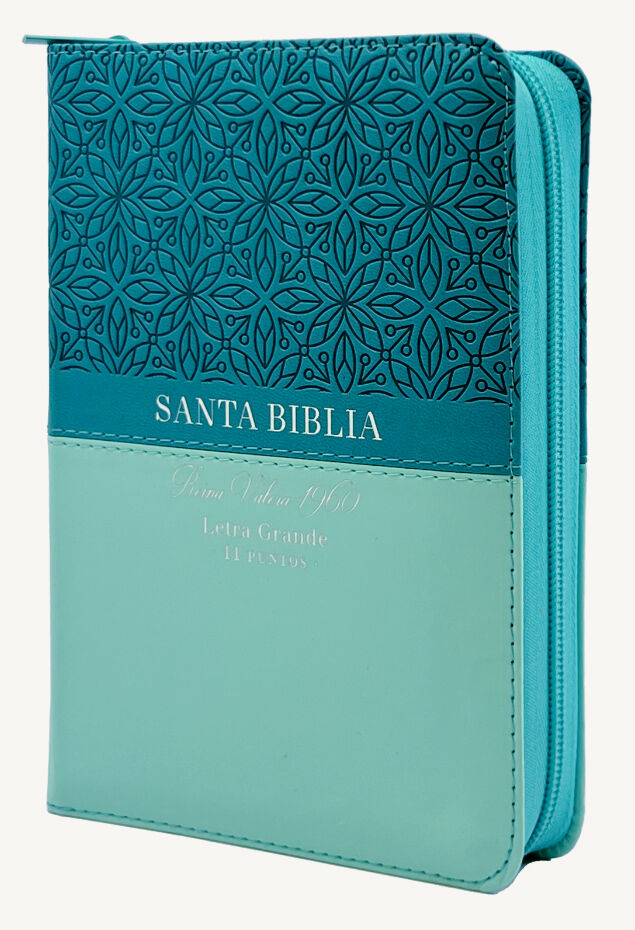 Biblia RVR60 Tamaño Manual Letra Grande i/piel con cierre/índice BITONO TURQUESA