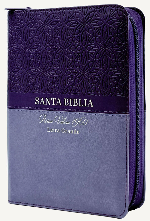Biblia RVR60 Tamaño Manual Letra Grande i/piel con cierre/índice BITONO LILA