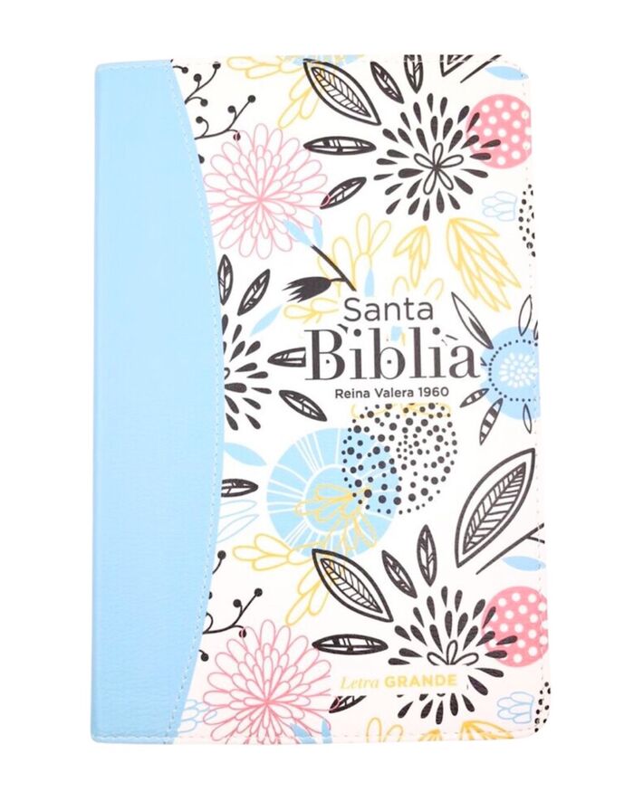 Biblia RVR60 Tamaño Manual Letra Grande i/piel canto pintado Azul (Colección FANTASIA)