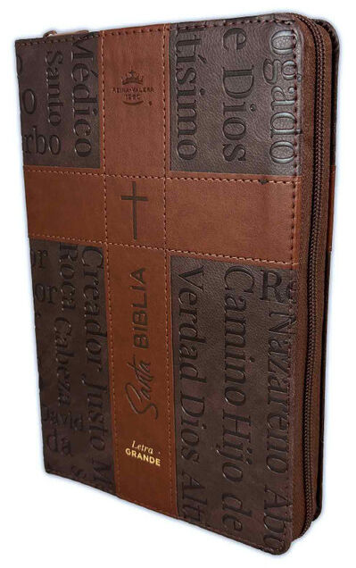 Biblia RVR60 Tamaño Manual Letra Grande i/piel con cierre/índice café/café CRUZ