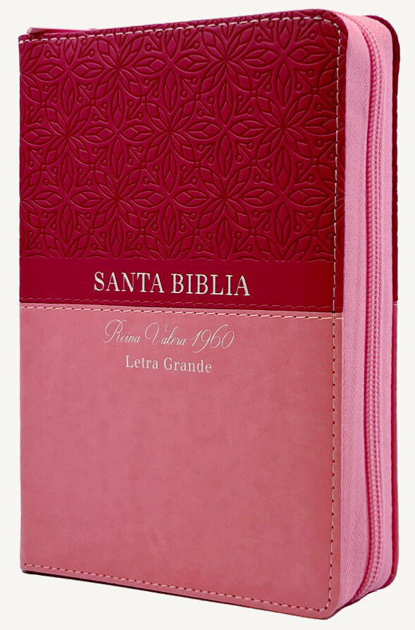 Biblia RVR60 Tamaño Gigante Letra 15 puntos i/piel con cierre/índice BITONO ROSA