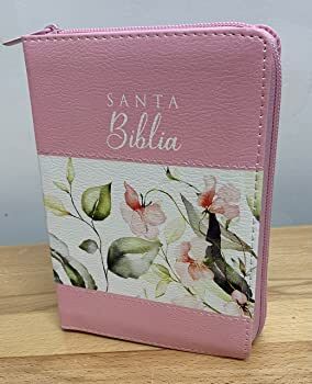 Biblia RVR60 Tamaño Gigante Letra 15 puntos i/piel con cierre/índice franja floral rosa palo